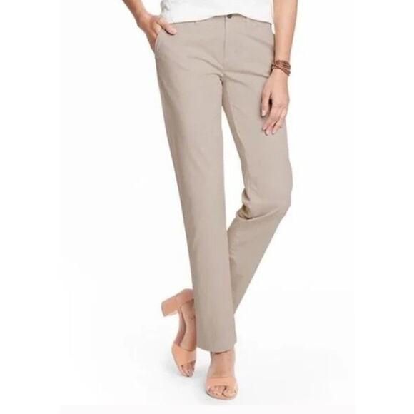 Garnet Hill Organic Cotton Straight Leg Khaki Chino Pant Tan Beige 12 - Picture 1 of 9